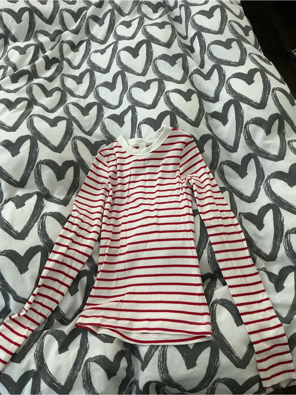 NWOT H&M White Long-Sleeve Tee with Red Stripes